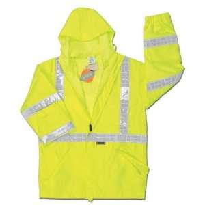 Hi Viz Lime Luminator PRO Grade Polyester Class III Rain Jacket With 