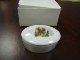 Afghan Hound Dog oval ceramic trinkett box  