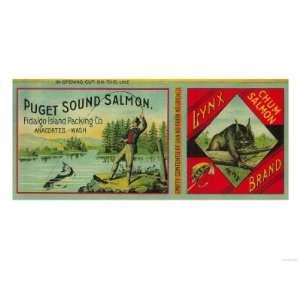  Lynx Salmon Can Label   Anacortes, WA Giclee Poster Print 