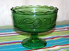 VINTAGE GREEN GLASS FOOTED COMPOTE E.O. BRODY CO. CLEVE