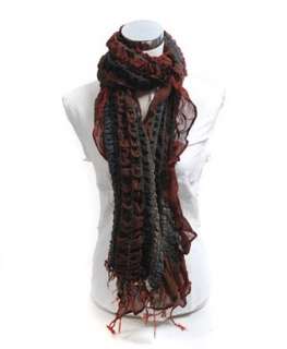  RUffled 100% Viscose Fringed Scarf in Fancy Gift Box with 