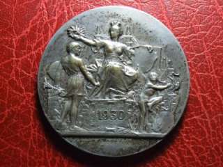 Art Nouveau commerce industry Paris 1930 silver pl. medal  