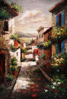 Italy Village Street   Original Canvas Art Oil Painting  