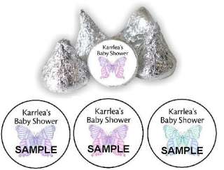 108 PEEL N STICK BUTTERFLY PERSONALIZED BABY SHOWER FAVORS CANDY KISS 