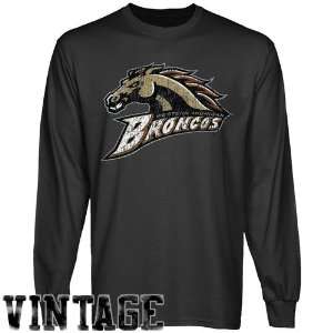 Western Michigan Broncos Charcoal Distressed Logo Vintage Long Sleeve 