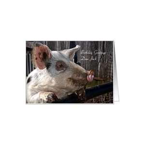  Birthday Name Jack   Animal Cute Pig Farm Rural Card 