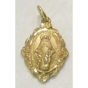  Catholic Mother Mary Oval Shape Small Solid Gold Pendant 