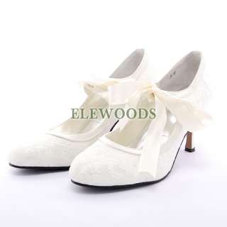 Genuine LEATHER VORY SATIN & LACE Vintage Style Bridal Wedding Shoes