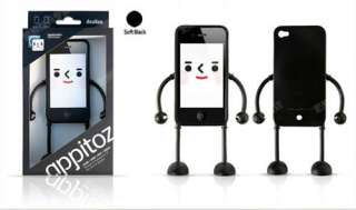New For Appitoz Cute 3D Silicone Robot Stand Case Cover for iPhone 4 