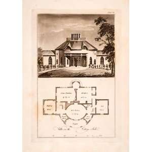  1823 Aquatint Engraving John Plaw Villa Cottage Style 