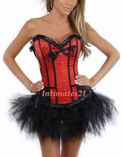 Sexy Red Moulin Rouge Costume Corset /w tutu skirt  