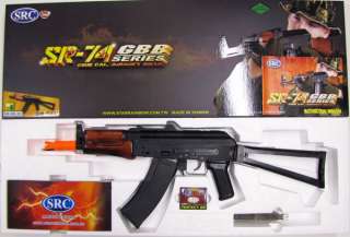 SRC AK74U Full Auto Gas Blowback Airsoft Rifle Steel Body Real Wood 