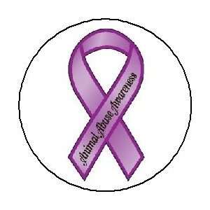 ANIMAL ABUSE Purple Awareness Ribbon PINBACK BUTTON 1.25 Pin / Badge