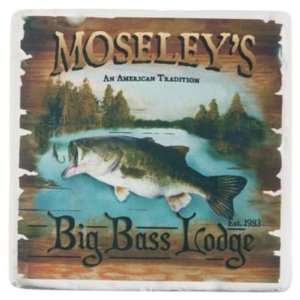 Big Game Wildlife Personalized Tumbled Marble Coasters Big Bass Lodge 