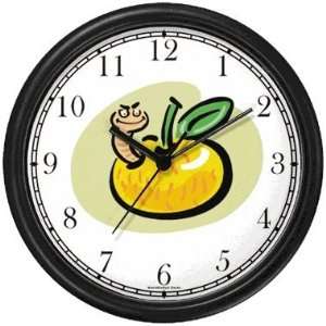  Worm in Yellow Apple Cartoon Insect   Animal Wall Clock by 
