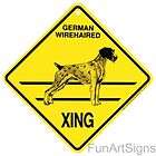 GERMAN WIREHAIRED DOG Yellow Street Crossing Xing Sign