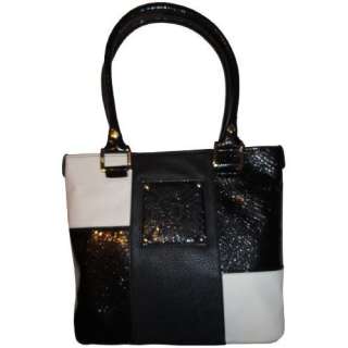   Anne Klein Purse Handbag Perfect Tote Black/White Patchwork Clothing