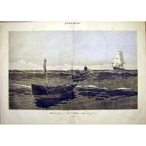   Trop Tard Nash Boat Wreck Ship Sea French Print 1891