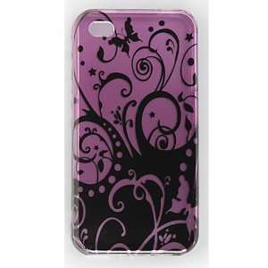  Apple iphone 4 Accessories Kit Purple   Black Swirl Butterfly 
