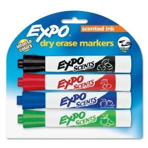  Scented Whiteboard Marker,Chisel,4/ST,ChocMint/Chr/Apple 