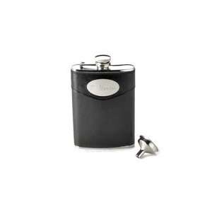  Black Leather 8oz Engraved Flask