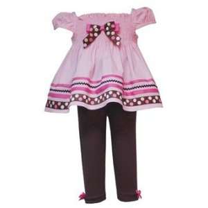  Pink Woven Dress Set with Brown Leggings (24 month 