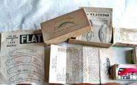  Helin Flatfish Wood plastic Fishing Lures Boxes Papers Vintage  