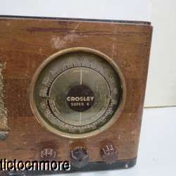 VINTAGE 1930s CROSLEY SUPER 6 WOODEN CASE # 637 TUBE RADIO  
