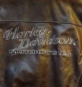   Davidson Classic Brown Distressed Leather Bomber Jacket Medium  