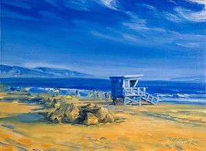 KEATING Original Painting VENICE BEACH LIFEGUARD STAND Contemporary 