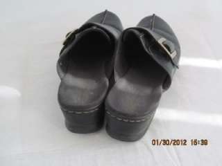   Leather Black Lexi Boardwalk Clogs Shoes Mules Womens Sz 10M  
