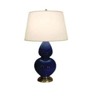   Table Lamp in Marine Blue with Antique Brass Base