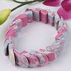 Pink Howlite Turquoise Gem Fish Scale Beads Bracelet Ba
