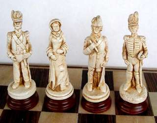HUGE WATERLOO CHESS SET, NAPOLEON, ANTIQUE FINISH, HAND CRAFTED K4.5 