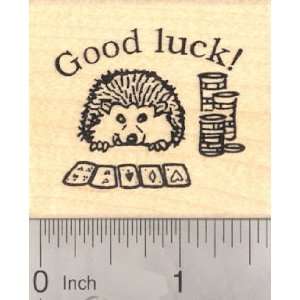  Good Luck Hedgehog Playing Poker Rubber Stamp Arts 