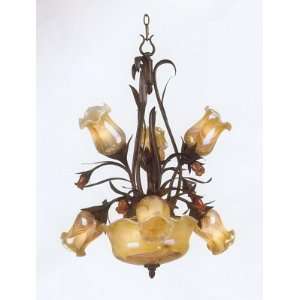  Blossom Floral Aruba Teak Chandelier