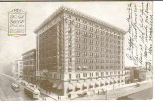 Hotel Secor Toledo Ohio Plumbing Co ad postcard 1909  