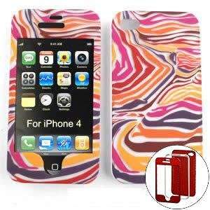  Apple iPhone 4 Red/Orange/Purple Zebra Print Hard Case 