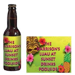 Tropical Tiki Personalized Beer Bottle Labels   Qty 12