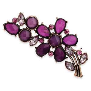  Gold tone Dark Purple and Pink Crystal Flower Pin/Mixed 