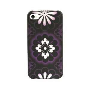  Black, Purple & White Flower Rubberized Cover for Apple 