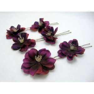  NEW Small Purple Flower Hair Pins   set of 6, Limited 