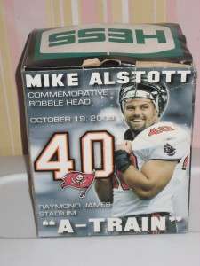 HESS TAMPA BAY BUCS MIKE ALSTOTT A TRAIN BOBBLEHEAD NEW IN BOX. BOX 