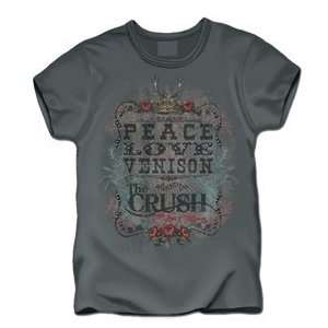  Club Red Crush Peace Love Venison T shirt Charcoal Small 