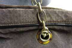  Snake Skin Embossed Suede Amalia Cabas Chain Ribbon Tote Bag  