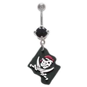 Black Pirate Flag argh skull crossbones Dangle Belly button Navel Ring 