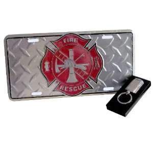 Fire Rescue License Plate (with Key Chain)