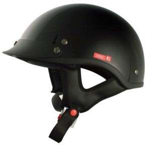VCAN V531 Cruiser Solid Gloss Black Half Helmet, Large, New  