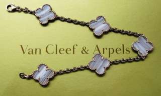 Van Cleef & Arpels VCA 18K WG Chalcedony 5 Motif Alhambra Bracelet 