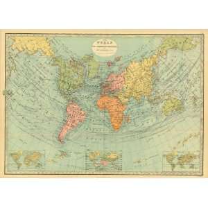   Antique Map of The World on Herschels Projection
